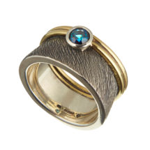 Silver and gold ring with tourmaline