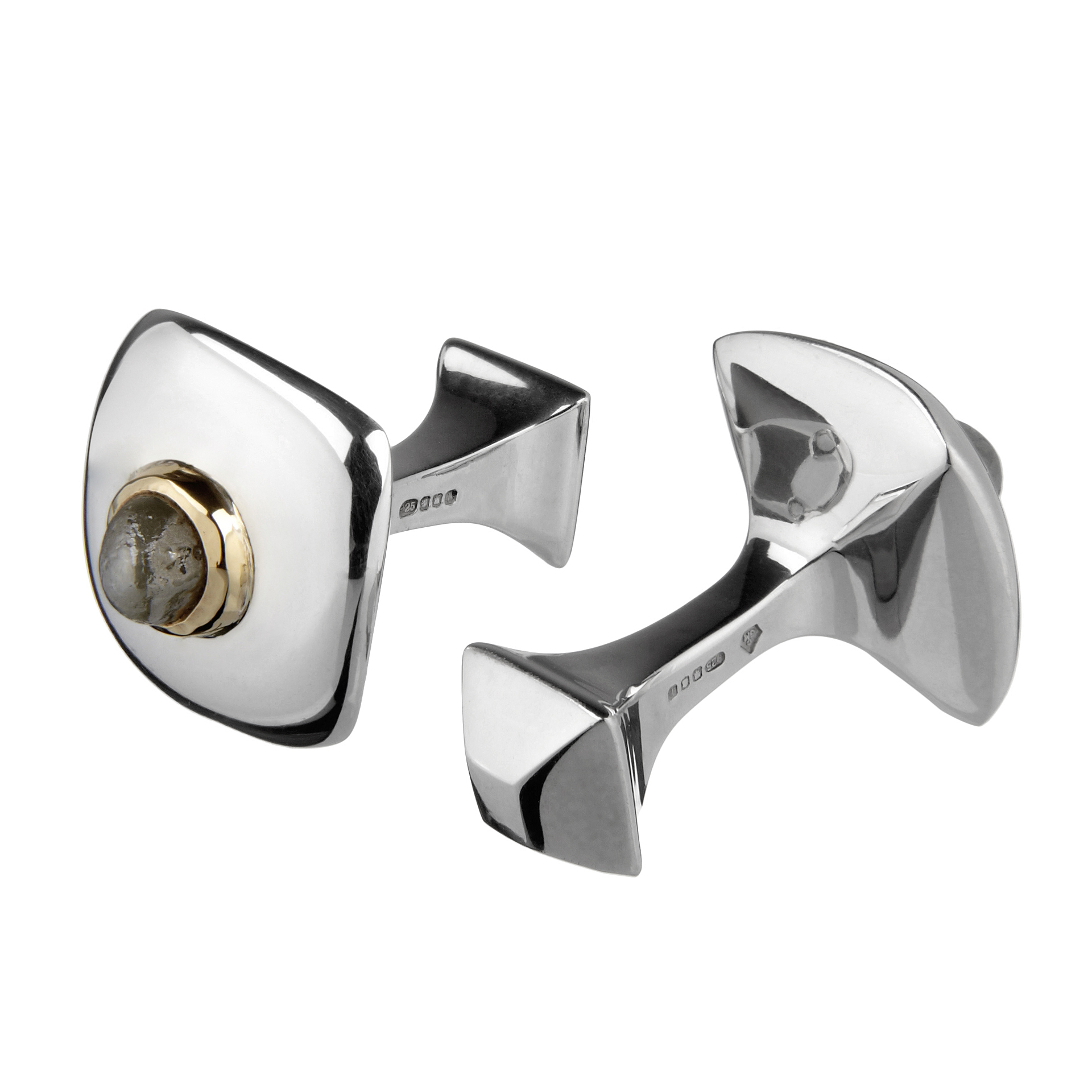 Silver, 18ct Gold, Rough Diamond Sculpted Cufflinks - Graeme McColm ...