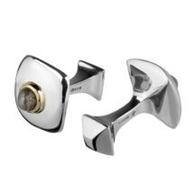 Silver and gold cufflinks with diamond